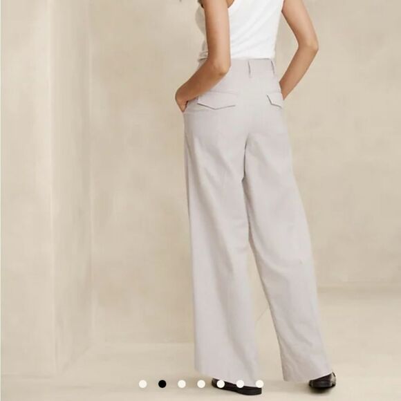 Banana Republic Wide Leg Linen Blend Trouser style 851121 size 8 NWT in black - Picture 2 of 4